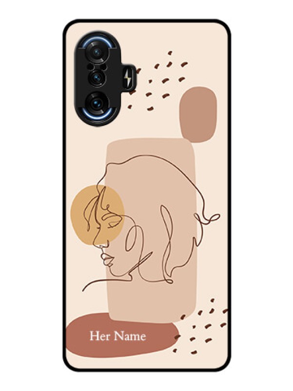 Custom Poco F3 Gt Photo Printing on Glass Case - Calm Woman line art Design