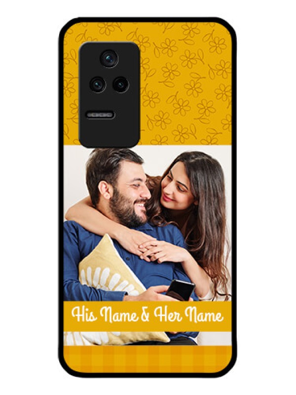 Custom Poco F4 5G Custom Glass Mobile Case - Yellow Floral Design