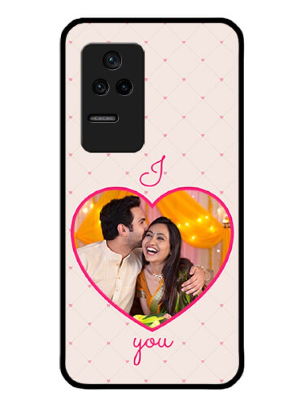 Custom Poco F4 5G Custom Glass Mobile Case - Heart Shape Design