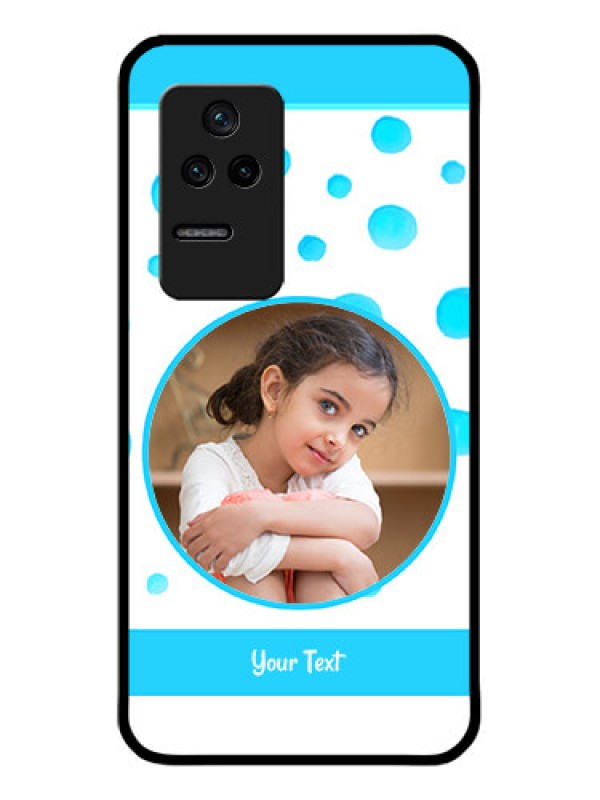 Custom Poco F4 5G Photo Printing on Glass Case - Blue Bubbles Pattern Design