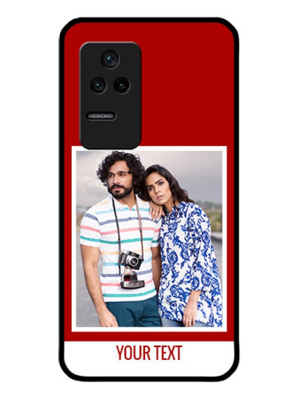 Custom Poco F4 5G Personalized Glass Phone Case - Simple Red Color Design