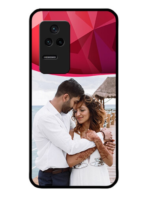 Custom Poco F4 5G Custom Glass Mobile Case - Red Abstract Design