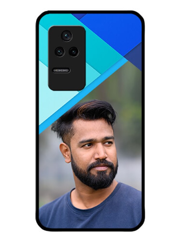 Custom Poco F4 5G Custom Glass Phone Case - Blue Pattern Design