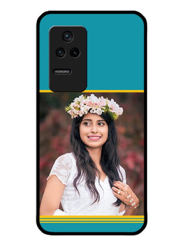 Custom Poco F4 5G Custom Glass Phone Case - Yellow & Blue Design