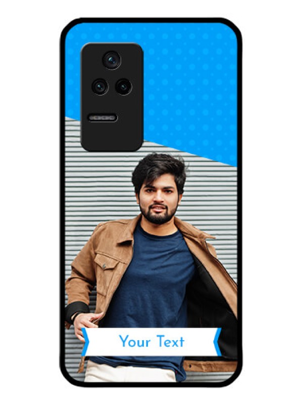 Custom Poco F4 5G Photo Printing on Glass Case - Simple Blue Color Design