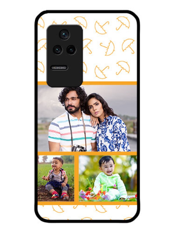 Custom Poco F4 5G Custom Glass Mobile Case - Yellow Pattern Design