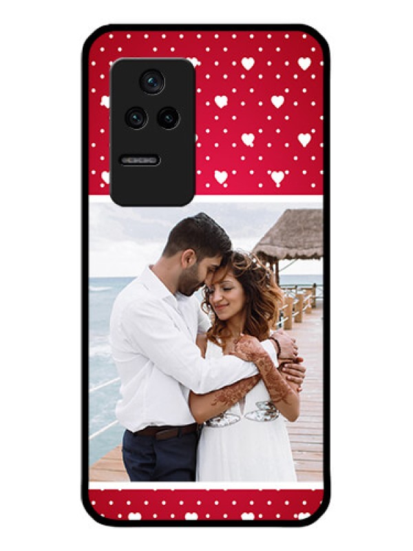 Custom Poco F4 5G Photo Printing on Glass Case - Hearts Mobile Case Design