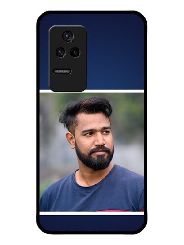 Custom Poco F4 5G Personalized Glass Phone Case - Simple Royal Blue Design
