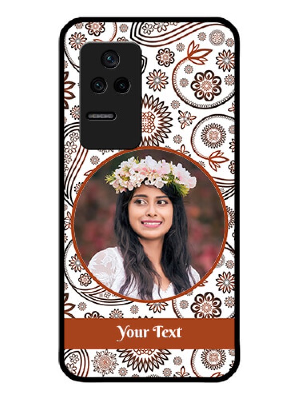 Custom Poco F4 5G Custom Glass Mobile Case - Abstract Flower Design
