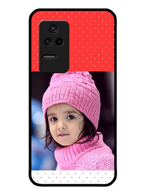 Custom Poco F4 5G Photo Printing on Glass Case - Red Pattern Design