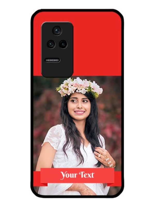 Custom Poco F4 5G Custom Glass Phone Case - Simple Red Color Design