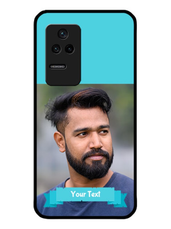 Custom Poco F4 5G Personalized Glass Phone Case - Simple Blue Color Design