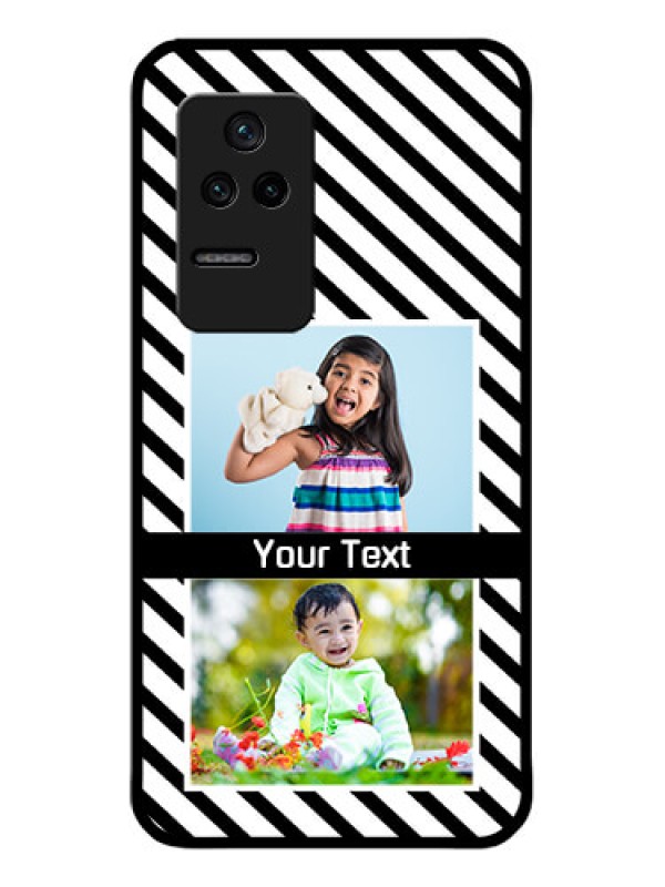 Custom Poco F4 5G Photo Printing on Glass Case - Black And White Stripes Design