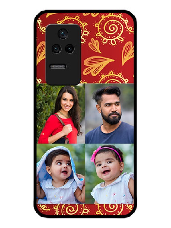 Custom Poco F4 5G Photo Printing on Glass Case - 4 Image Traditional Design