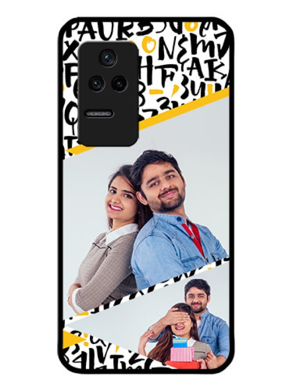 Custom Poco F4 5G Custom Glass Mobile Case - Letters Pattern Design