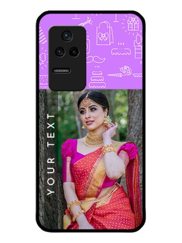 Custom Poco F4 5G Custom Glass Mobile Case - Birthday Icons Design
