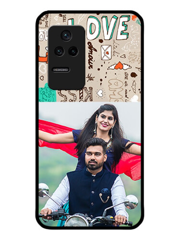 Custom Poco F4 5G Custom Glass Phone Case - Love Doodle Pattern
