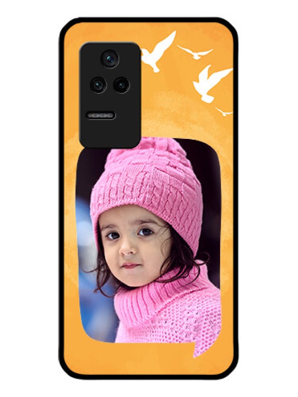 Custom Poco F4 5G Personalized Glass Phone Case - Water Color Design with Bird Icons