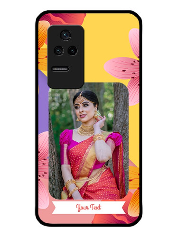 Custom Poco F4 5G Custom Glass Mobile Case - 3 Image With Vintage Floral Design