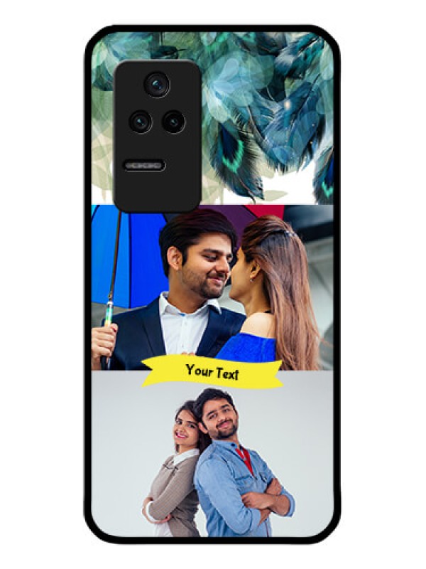 Custom Poco F4 5G Personalized Glass Phone Case - Image with Boho Peacock Feather Design