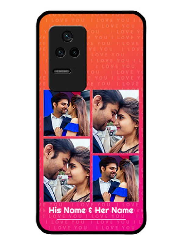 Custom Poco F4 5G Custom Glass Phone Case - I Love You Pink Design