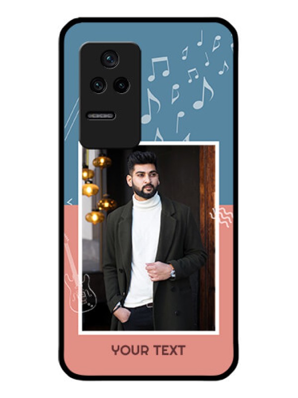 Custom Poco F4 5G Photo Printing on Glass Case - with Color Musical Note Design