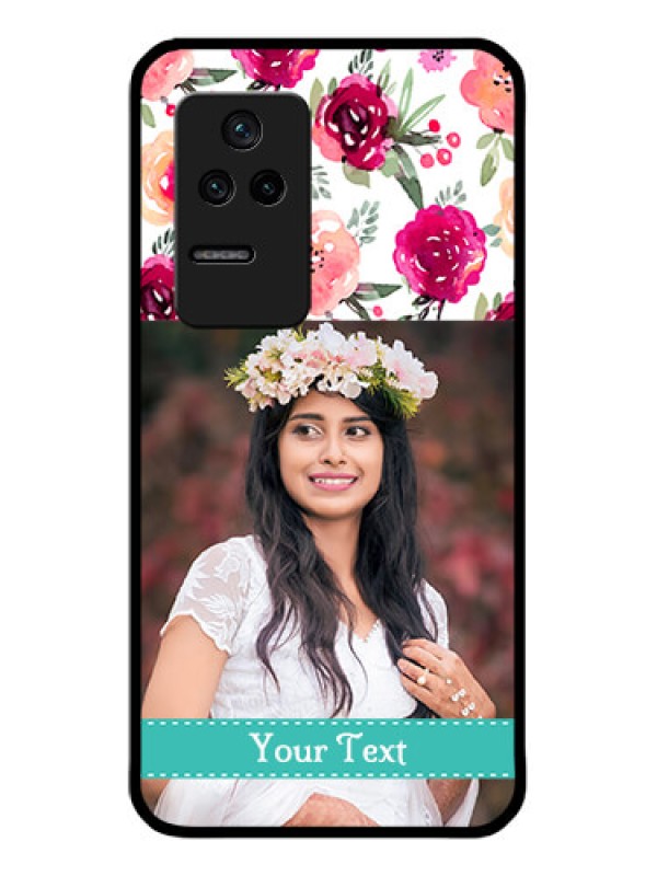 Custom Poco F4 5G Custom Glass Phone Case - Watercolor Floral Design