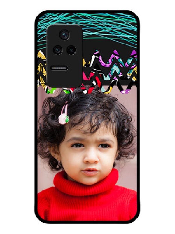 Custom Poco F4 5G Personalized Glass Phone Case - Neon Abstract Design
