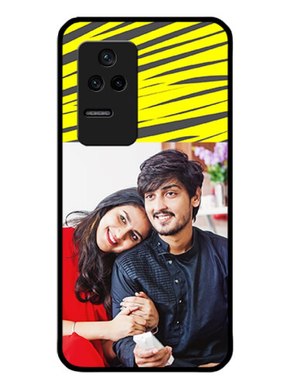 Custom Poco F4 5G Photo Printing on Glass Case - Yellow Abstract Design