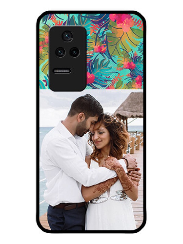 Custom Poco F4 5G Photo Printing on Glass Case - Watercolor Floral Design