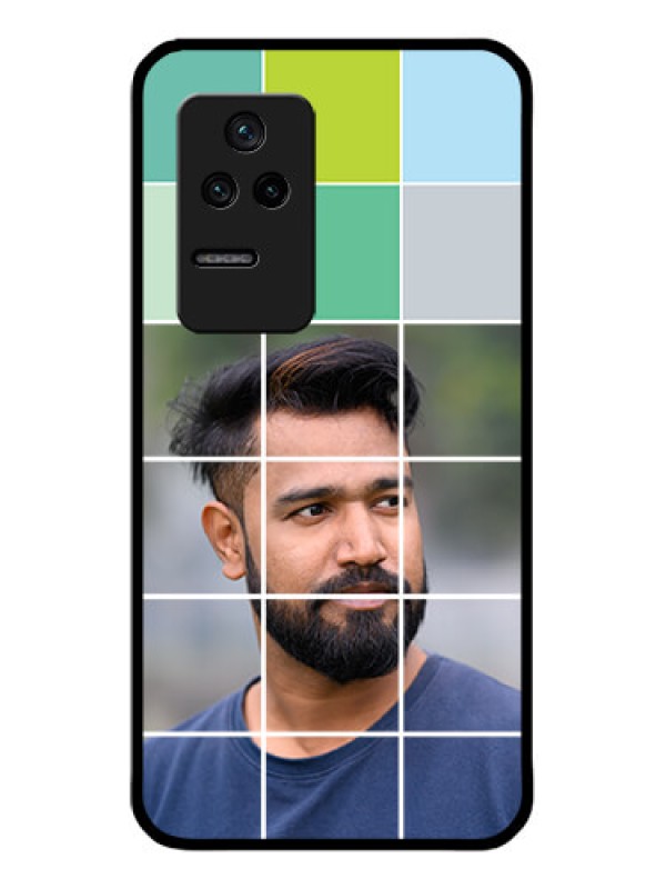 Custom Poco F4 5G Photo Printing on Glass Case - with white box pattern