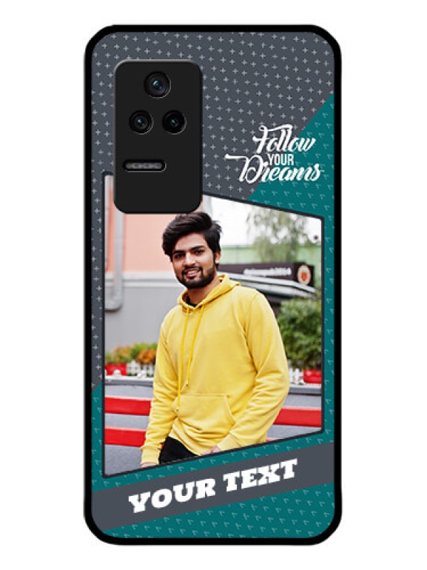 Custom Poco F4 5G Personalized Glass Phone Case - Background Pattern Design with Quote