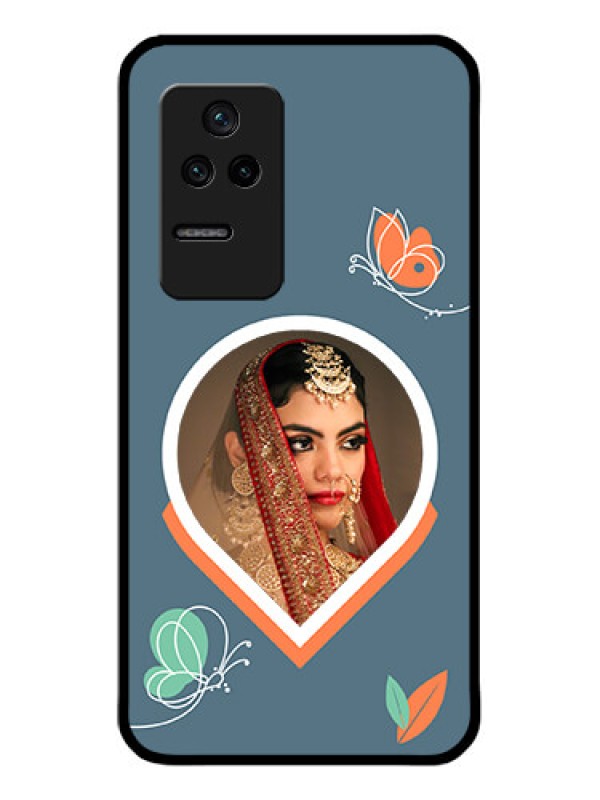 Custom Poco F4 5G Custom Glass Mobile Case - Droplet Butterflies Design