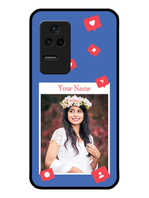 Custom Poco F4 5G Custom Glass Phone Case - Like Share And Comment Design
