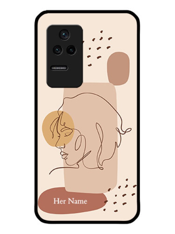 Custom Poco F4 5G Photo Printing on Glass Case - Calm Woman line art Design