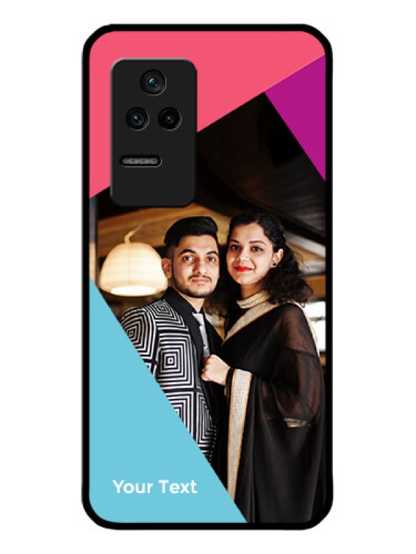 Custom Poco F4 5G Custom Glass Mobile Case - Stacked Triple colour Design