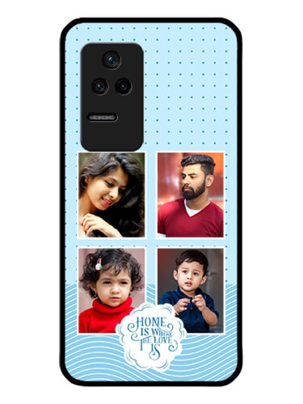 Custom Poco F4 5G Custom Glass Phone Case - Cute love quote with 4 pic upload Design