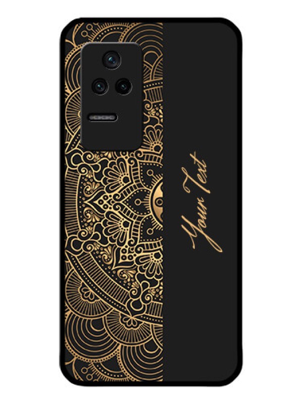 Custom Poco F4 5G Photo Printing on Glass Case - Mandala art with custom text Design