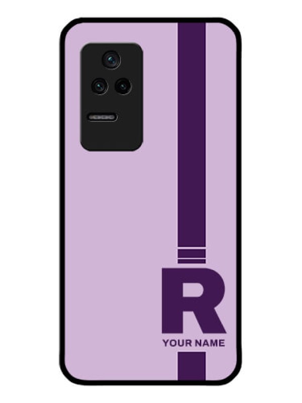 Custom Poco F4 5G Photo Printing on Glass Case - Simple dual tone stripe with name Design