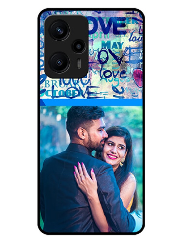 Custom Poco F5 Custom Glass Mobile Case - Colorful Love Design