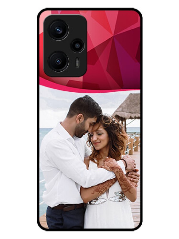 Custom Poco F5 Custom Glass Mobile Case - Red Abstract Design