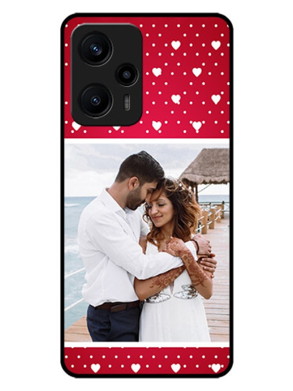 Custom Poco F5 Photo Printing on Glass Case - Hearts Mobile Case Design