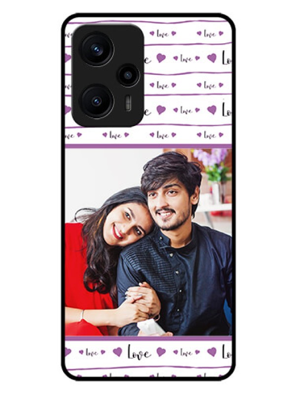Custom Poco F5 Custom Glass Mobile Case - Couples Heart Design