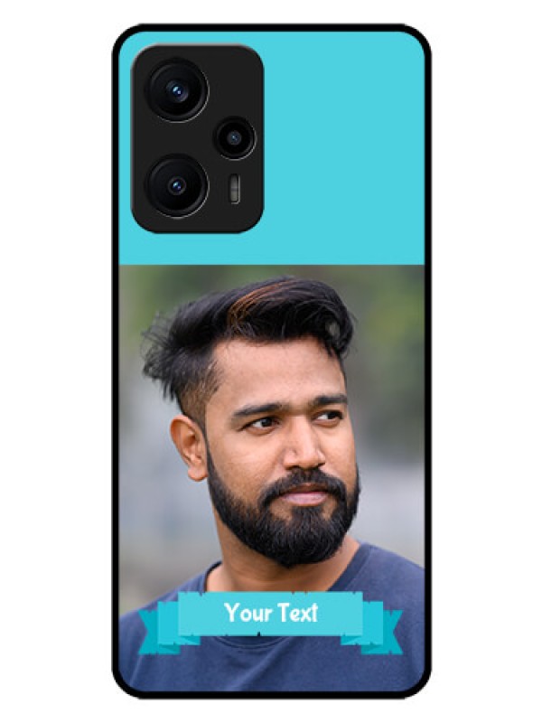 Custom Poco F5 Personalized Glass Phone Case - Simple Blue Color Design