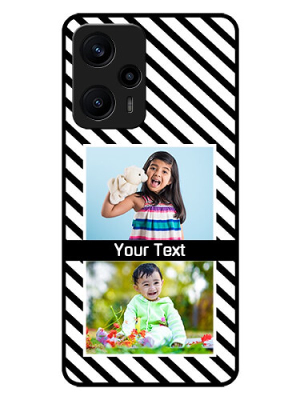 Custom Poco F5 Photo Printing on Glass Case - Black And White Stripes Design