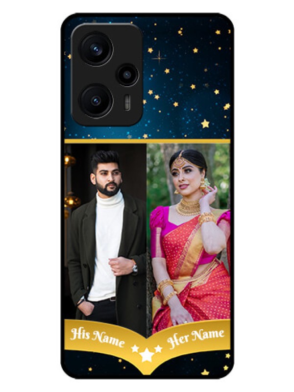 Custom Poco F5 Custom Glass Phone Case - Galaxy Stars Backdrop Design
