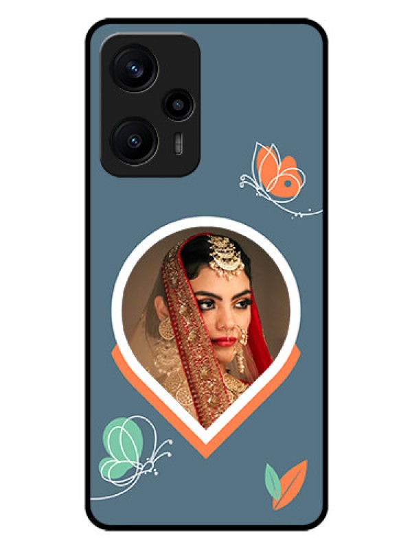 Custom Poco F5 Custom Glass Mobile Case - Droplet Butterflies Design