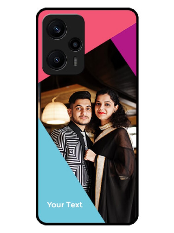 Custom Poco F5 Custom Glass Mobile Case - Stacked Triple colour Design