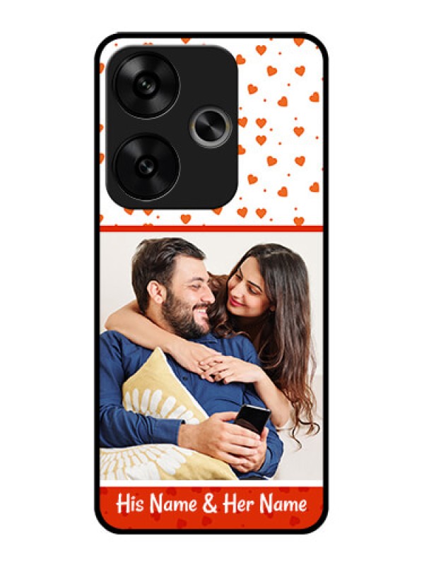 Custom Poco F6 5G Custom Glass Phone CaseOrange Love Symbol Design