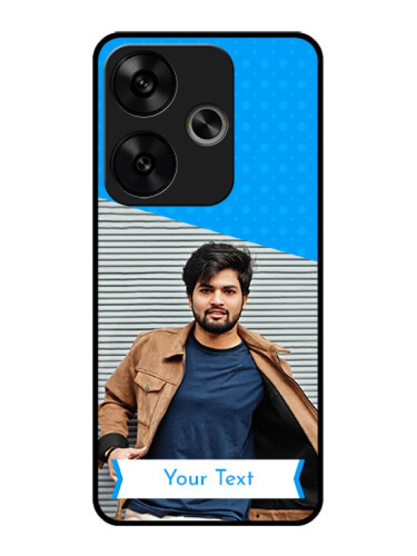 Custom Poco F6 5G Custom Glass Phone CaseSimple Blue Color Design
